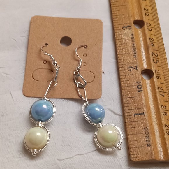 Steel Homemade Hand Crafted Dangled Earrings with Acrylic Beads #58 - Picture 11 of 14